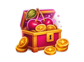 Treasure chest and cherries illustrating the slots welcome bonus